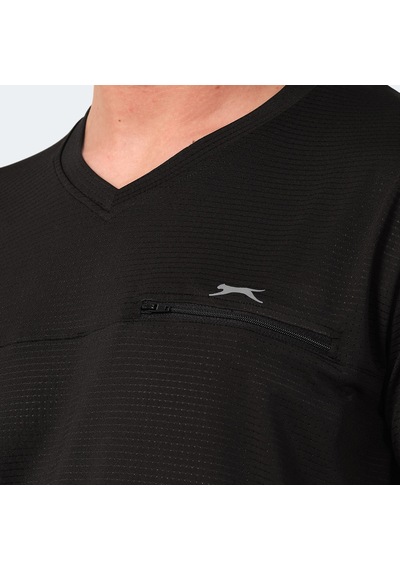 Slazenger KALLIAS Erkek Cepli V Yakan Siyah Tişört