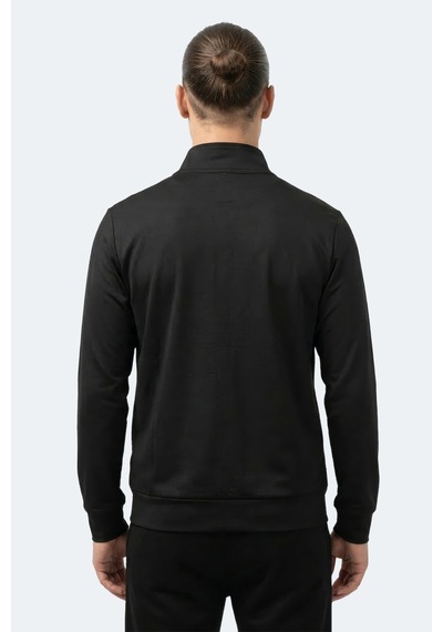 Slazenger Revolver Erkek Fermuarlı Dik Yaka Cepli Siyah Sweatshırt