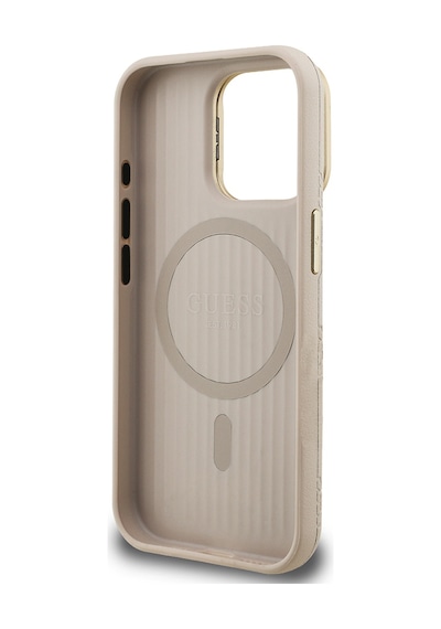 Apple iPhone 15 Pro Max Uyumlu Kılıf Guess Lisanslı M-safe Şarj Özellikli Kamera Standlı Peony Kapak Bej