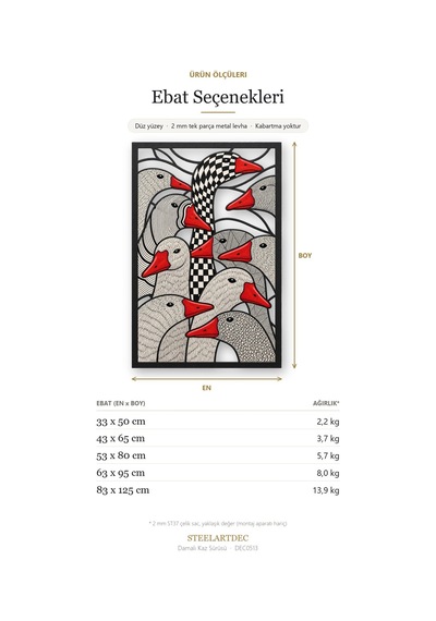 Damalı Kaz Sürüsü Metal Tablo 83x125 Cm Çok Renkli