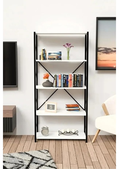 Tr 5 Raflı Kitaplık Metal Çerçeveli Modern Raf - Çalışma Odası, Ofis, Salon Kitaplığı Ve Evrak Rafı Diğer Tr 5 Raflı Kitaplık Metal Çerçeveli Modern Raf - Çalışma Odası, Ofis, Salon Kitaplığı Ve Evrak Rafı Diğer