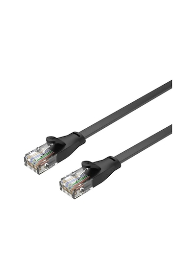Unıtek Cat6 Patch Kablo 10mt Flat 1gbps, Siyah C1813gbk