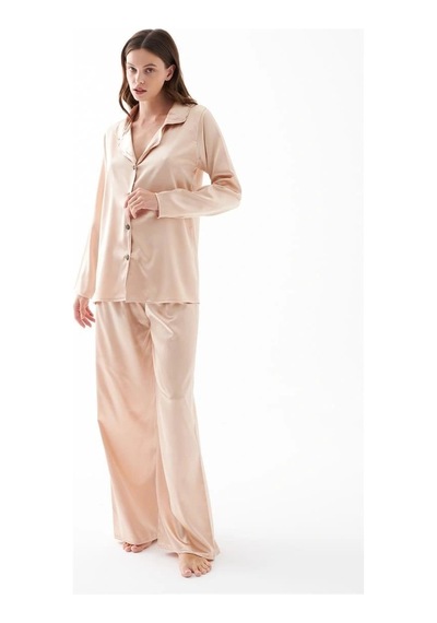 İkikareshop Kadın Bej Oversize Saten Pijama Takımı - Rahat Kesim Şık Ev Giyim Seti Çok Renkli İkikareshop Kadın Bej Oversize Saten Pijama Takımı - Rahat Kesim Şık Ev Giyim Seti Çok Renkli