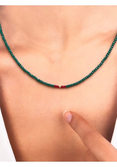 14 Ayar Kristal Taşlı Minimal Altın Şans Kolyesi Sarı Altın