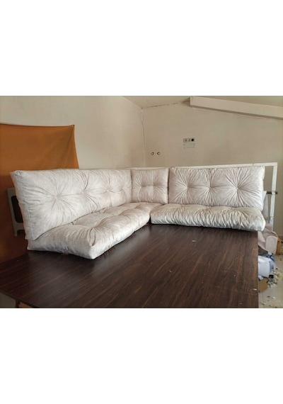 Dış Mekan Palet Minderi Seti Takımı Krem 120x80 120x40 Rmskrem Bej