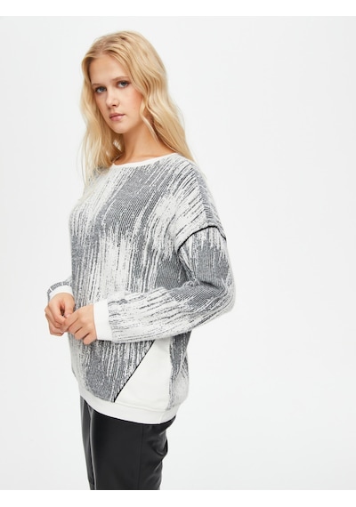 Faik Sönmez Triko Görünümlü Yuvarlak Yaka Sweatshirt 69511 U6951173 Ekru