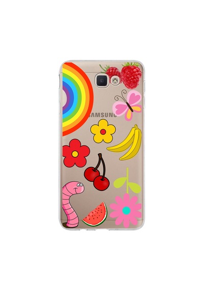 Samsung Galaxy J7 Prime İle Uyumlu 1mm Slim Fit Water Color 5 Baskılı Şeffaf Kılıf Şeffaf