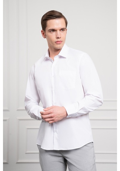 Morven Erkek Beyaz Basic Regular Fit Sert Yaka Cepli Gömlek 25mc004032600 Beyaz Beyaz