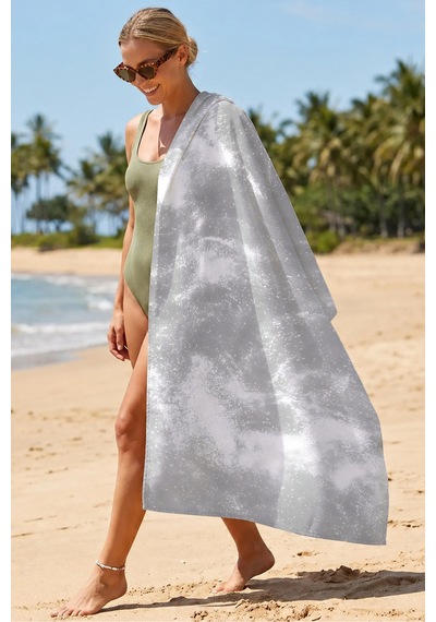 Gri Mermer Efektli Plaj Havlu Örtüsu - Modern Soyut Dokulu Hızlı Kuruyan Mikrofiber Havlu Örtü Pastel Şakayık
