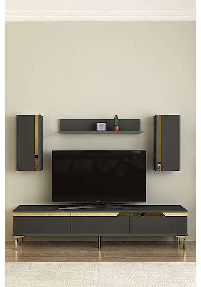 Tvr1898ag - Anka Tvr180 Tv Ünitesi Takım , Tv Sehpası Antrasit-gold 180cm