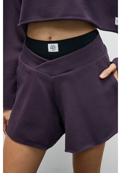Urban Beat Helosıe Kadın Asimetrik Bel Kemerli Oversize Mor Şort Mor