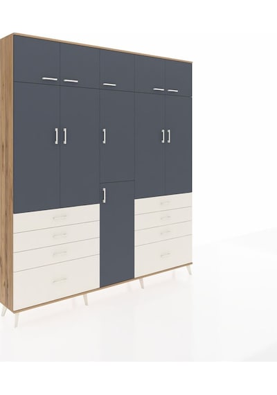 Arges Dolap 8 Raflı 8 Çekmeceli 3 Askılı 220x30x243 Çam-antrasit/aytaşı Antrasıt/aytası Arges Dolap 8 Raflı 8 Çekmeceli 3 Askılı 220x30x243 Çam-antrasit/aytaşı Antrasıt/aytası