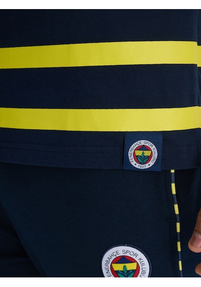 Fenerium Erkek Trıbun Çizgili Tshırt Lacıvert-sarı