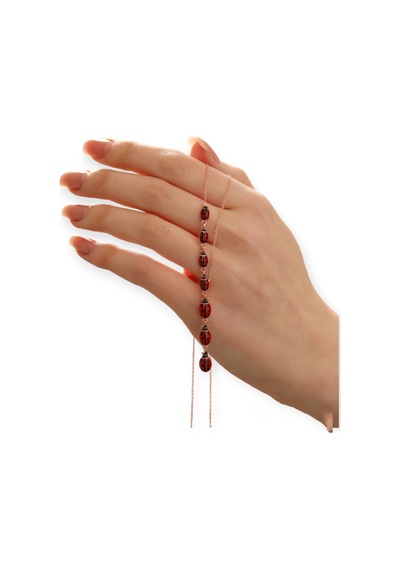 Modahilye 925 Ayar Gümüş Sıralı Uğur Böceği Şans Kolyesi Rose Gold