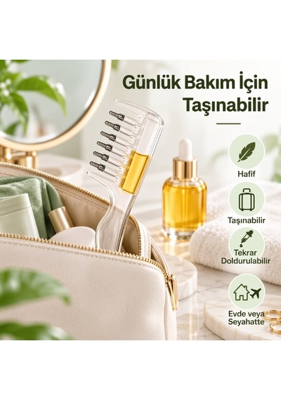 Premium Pratik Tarak Kozmetik Aracı Kolay Tarama Saç Bakım Yağı Uygulama Tarağı - Serum Tarağı