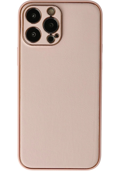 Cosmotex Newface Apple iPhone Uyumlu  13 Pro Max Kılıf Coco Deri Silikon Kapak - Pudra