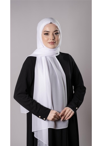 Hürrem Bone Beyaz Pratik Hazır Geçmeli Şal Şifon Kumaş Hijab Bone 3009 42