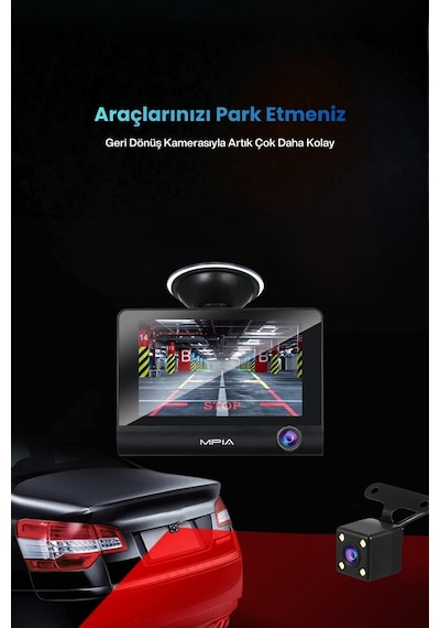 4.0 Tft Ekran 3 Lensli Araç Kamerası Geri & Gece Görüş 150 Geniş Açı Türkçe Menü