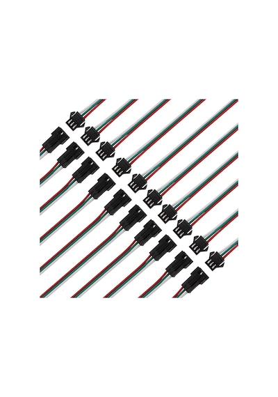 10 Adet Jst Sm 3 Pin Konektör Led Güç Erkek Dişi Sm Bağlantı Kablo Adaptör Ws2812b Ws2812 Ws2811 Led Işık Şeridi
