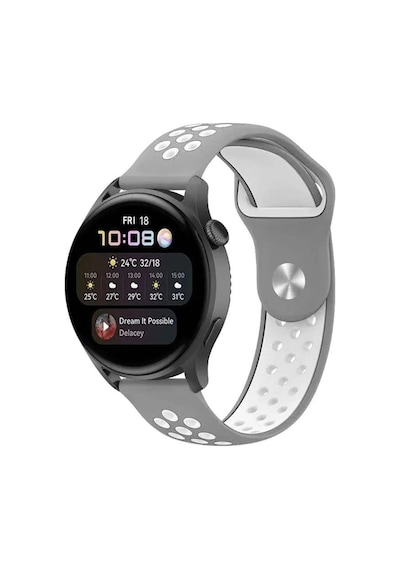 Tedar Watch 20mm Spor Delikli Kordon - Gri-beyaz Najmaddin