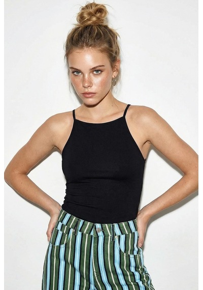 Shade Kadın Halter Yaka Saran Basic Bluz 60251253 - Siyah