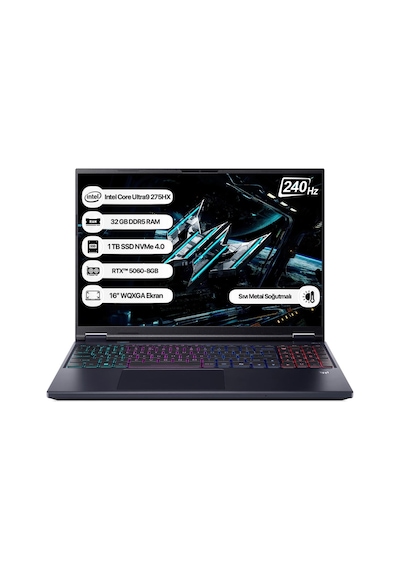 Acer Predator Helios Neo16 NH.QVUEY.001 U9-275HX 32 GB 1 TB SSD RTX5060 8 GB 16" Dos Dizüstü Bilgisayar