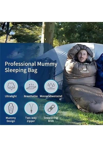 Naturehike Mj600 Mumya Tipi Pamuklu Uyku Tulumu Navy Blue