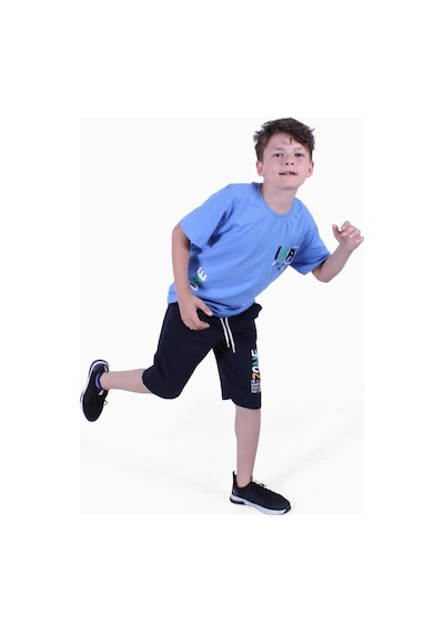 Fyk Kids Zone Yazı Baskılı Erkek Çocuk Yazlık Takım Mavi