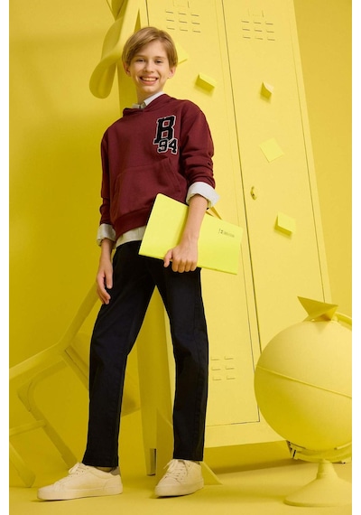 Defacto Erkek Çocuk Oversize Geniş Kalıp Kapüşonlu Okul Sweatshirt F2714a825aubr194 Bordo