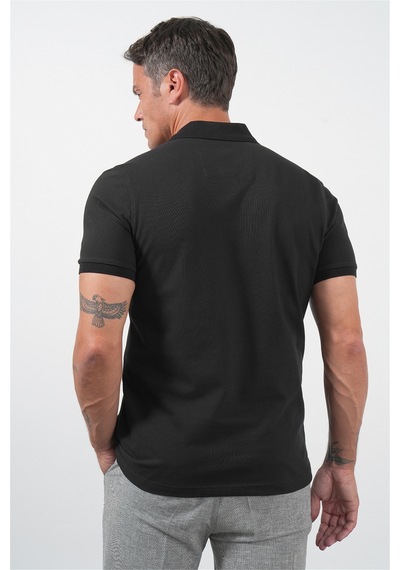 İmza Siyah Polo Yaka Kısa Kol Cepli Comfort Fit Pamuklu Tişört 1011260155