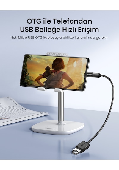 Ugreen Micro Usb To Type-c Dönüştürücü Adaptörü, Siyah, 30391