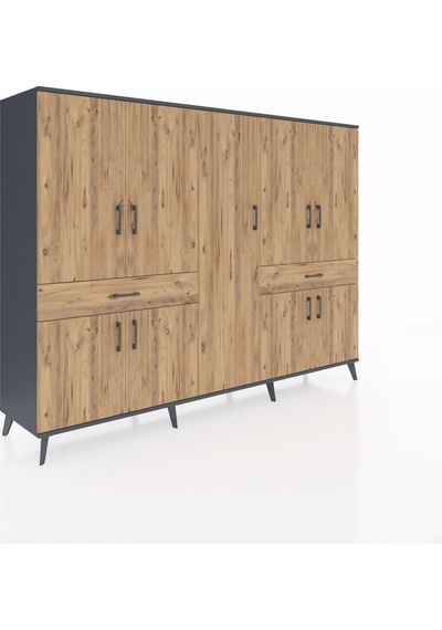 Hyperion Dolap 12 Raflı 2 Çekmeceli 8 Kapaklı 220x44x163 Antrasit Antrasit-çam Hyperion Dolap 12 Raflı 2 Çekmeceli 8 Kapaklı 220x44x163 Antrasit Antrasit-çam