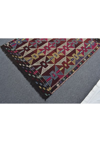 Zehra Abla Halı El Dokuma Görkemli Karakeçili Balıkesir Yörük Yün Cecim Kilim 7096 Çok Renkli