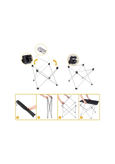 Haegs Ultralight Katlanır Kamp Masası, Piknik, Bbq, Balıkçılık, Avcılık, Plaj İçin Masa Orta Gri