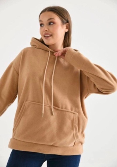 Lovie Moda Kadın Kapşonlu Sweatshirt Kahverengi