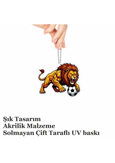 Araba Ayna Süsü, Araba Süsü, Çanta Aksesuarı - Aslan 2 - Pleksi Malzeme, Uv Baskılı - 041 8x6 Cm