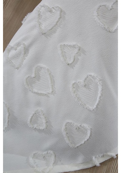 Çeyiz Diyarı Pure Love 3 Parça Çift Kişilik Pike Takımı Krem Krem