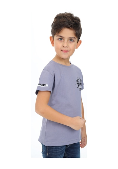 Toontoy Kids Toontoy Erkek Çocuk Oyun Konsol Baskılı Tişört Gri