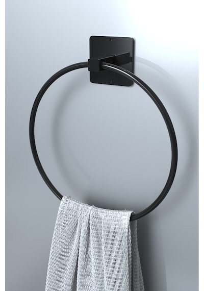 Karteya 7'li Süper Set Siyah Fön Makinesi Askısı Havluluk Wc/tuvalet Kağıtlık Rulo Havluluk Mutfak Banyo Set Siyah