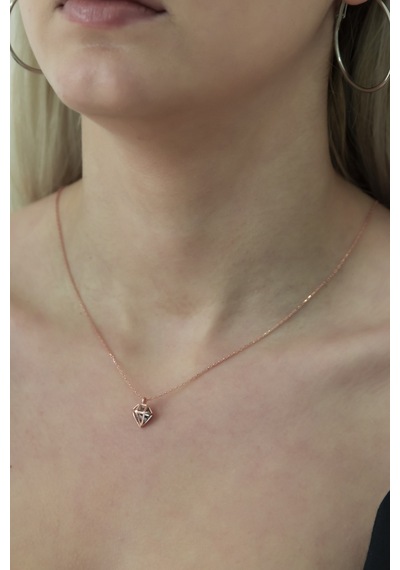 925 Ayar Şık Tasarım Mistik Topaz Taşlı Kolye Kadın Gümüş Kolye Rose Gold