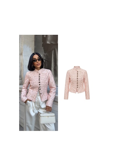 Diva Butik Düğme Detaylı Toz Pembe Ceket Açık Pembe