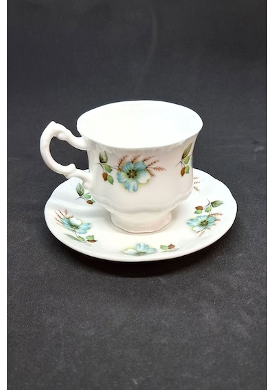 Mayfair Pottery Vintage Duble Kahve Fincanı 2 Parça 160 Ml Mavi-beyaz