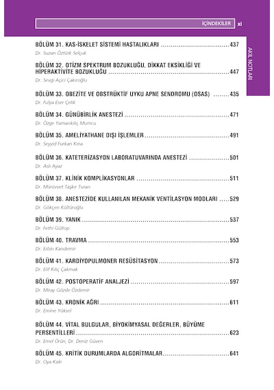 Pediyatrik Anestezi Akıl Notları Güncel 2. Baskı