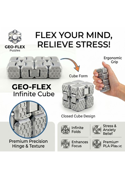 Fidget Cube Stres Küpü - Silver - 6 Fonksiyonlu Odaklanma Ve Zihin Egzersizi