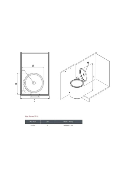 Starax 40 Cm Paslanmaz Çöp Kovası 10 Litre S-2251-ss