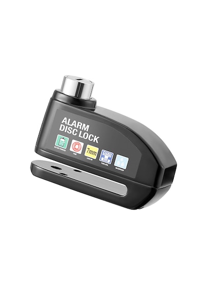 Microcase Alarmlı Motosiklet Disk Kilidi 110db/130db Yüksek Sesli - Su Geçirmez Anahtarsız Bas Kilitle Scooter Bisiklet E-bike E-scooter Uyumlu 7mm Kilit Pimi - Al5872 Siyah
