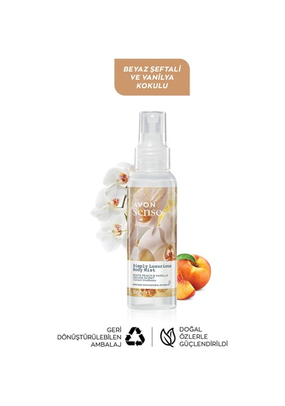Avon Simply Luxurious Beyaz Şeftali ve Vanilya Orkide Kokulu Vücut Spreyi 3 x 100 ML