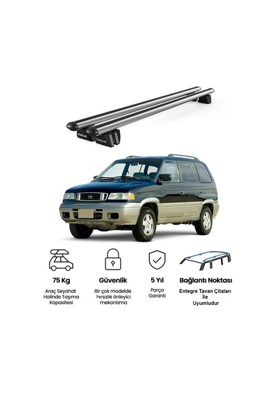 Pençe Mazda Mpv 1997-2006 Uyumlu Gri Ara Atkı Port Bagaj Tavan Barı
