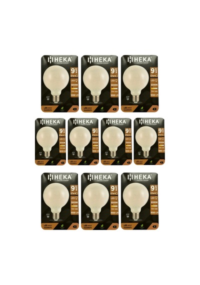 10 Adet Heka 9w 67w 3000k Sarı Işık E27 Duylu Kalın Duy Led Glop G95 Ampul Heka