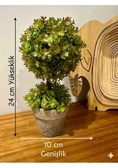 Premium Yapay Sukulent / Canlı Görünümlü Dekoratif Bitki - Gri Saksılı 13x17 Cm Haki